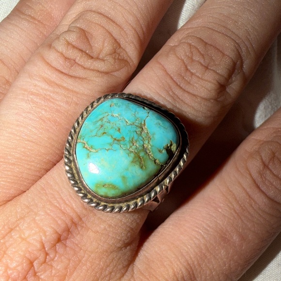 albert jake Jewelry - Native Artisan Albert Jake - Traditional Navajo - Turquoise Silver Ring